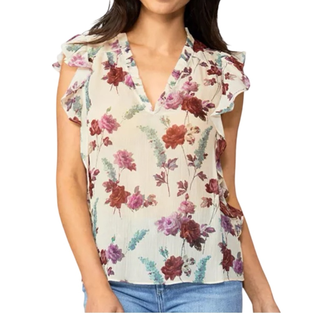 PAIGE silk ruffle top. EUC